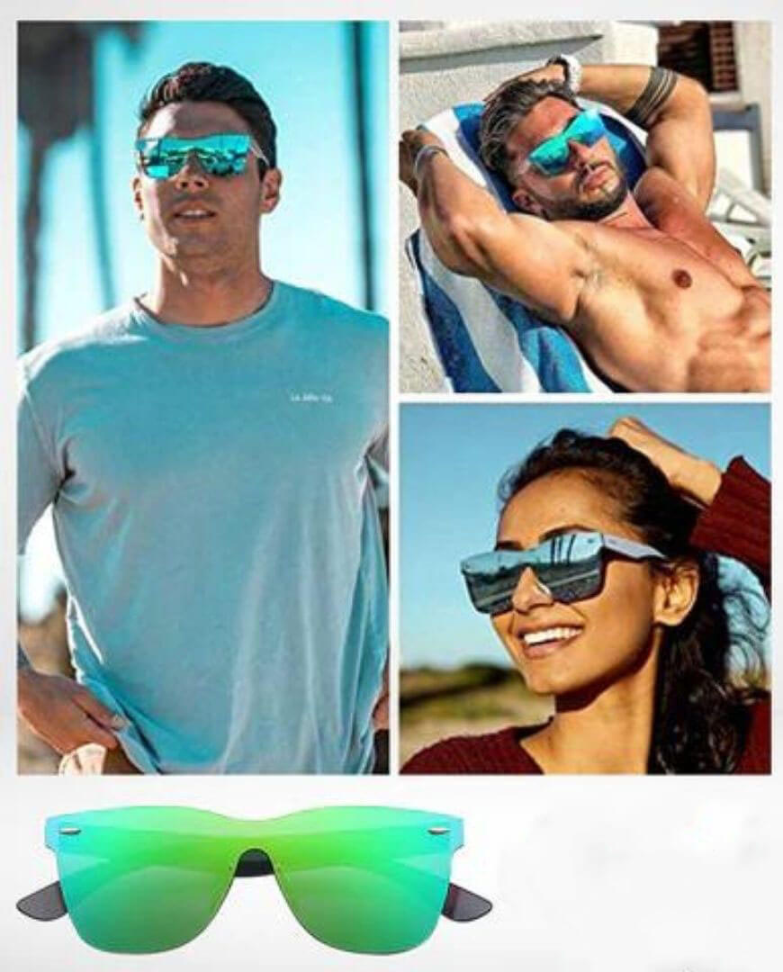 Moderne unisex solbriller, fargede speillinser for optimal UV400 solbeskyttelse.