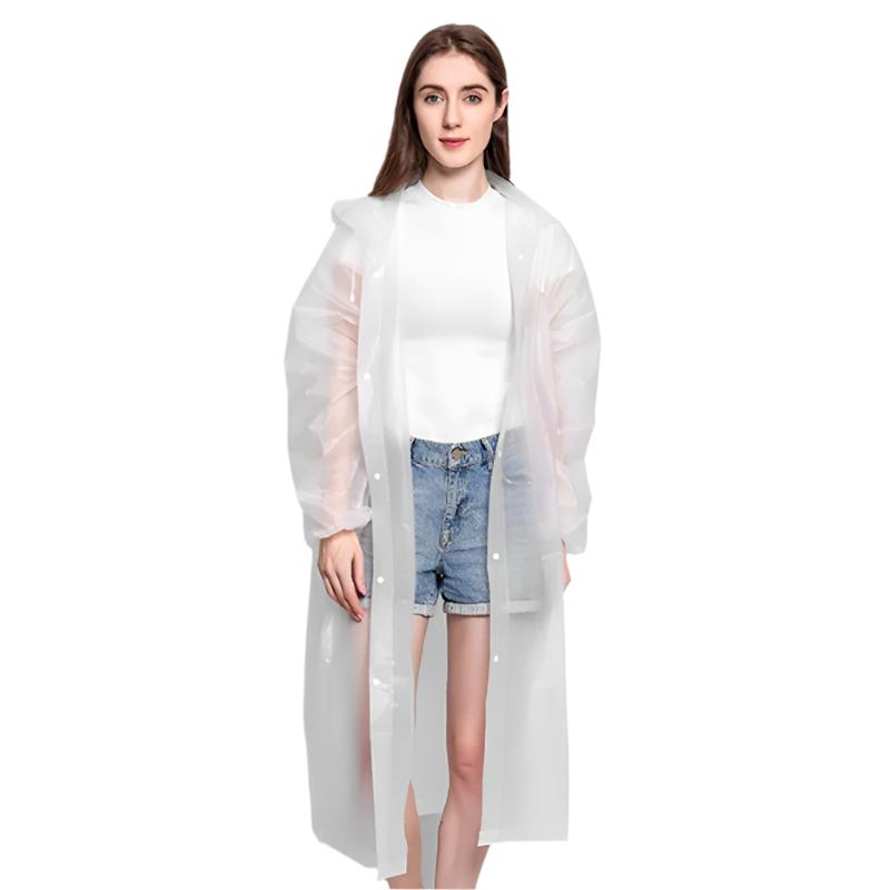 Unisex vanntett regnkåpe i lengre modell med hette, perfekt for pendling i regn.