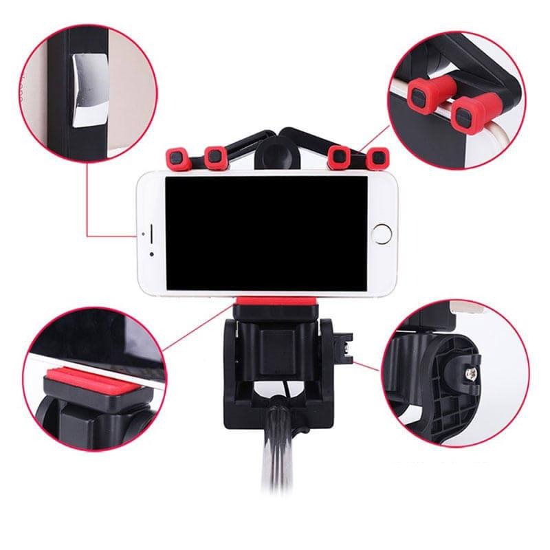 Kompakt og bærbar selfiestick for mobil, 360° rotasjon for eventyr og reisefotografering.