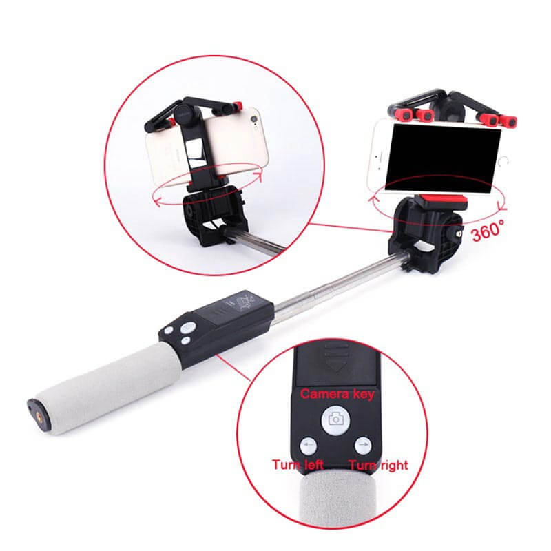 Fleksibel 360° roterbar selfiestick for mobiltelefon, perfekt for unike vinkler og gruppebilder.