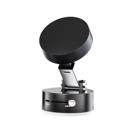 Universal svart bilholder for mobil med 360° rotasjon og sterk sugekopp, festes til dashbordet.