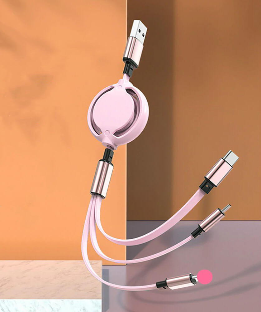 Fleksibel universal ladekabel, uttrekkbar design, perfekt reisetilbehør til mobil