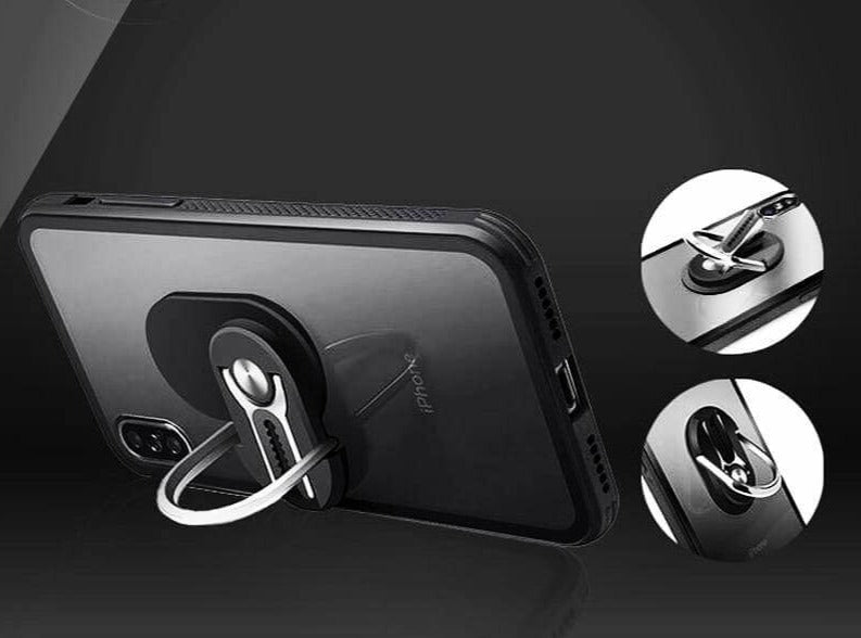 Gadget: Svart universell mobilholder med sterk sugekopp, perfekt for bilfeste og skrivebordsbruk