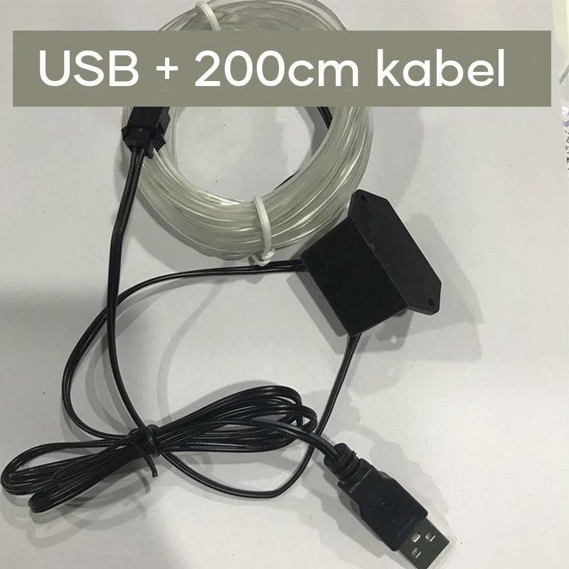 "USB stemningsbelysning for bil, flerfarget, IP67, fleksibel design, dekorerer interiør, enkel montering, blått lys"
