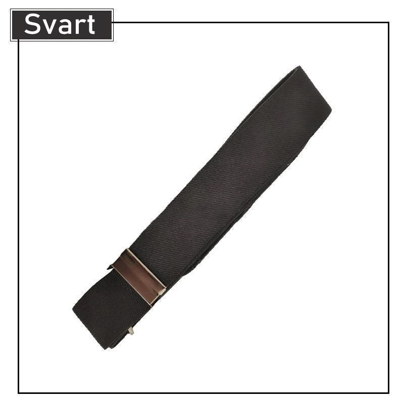 "Usynlig elastisk midjebelte i svart, komfortabelt og fleksibelt uten spenne, ideelt til hverdagsbruk for alle."