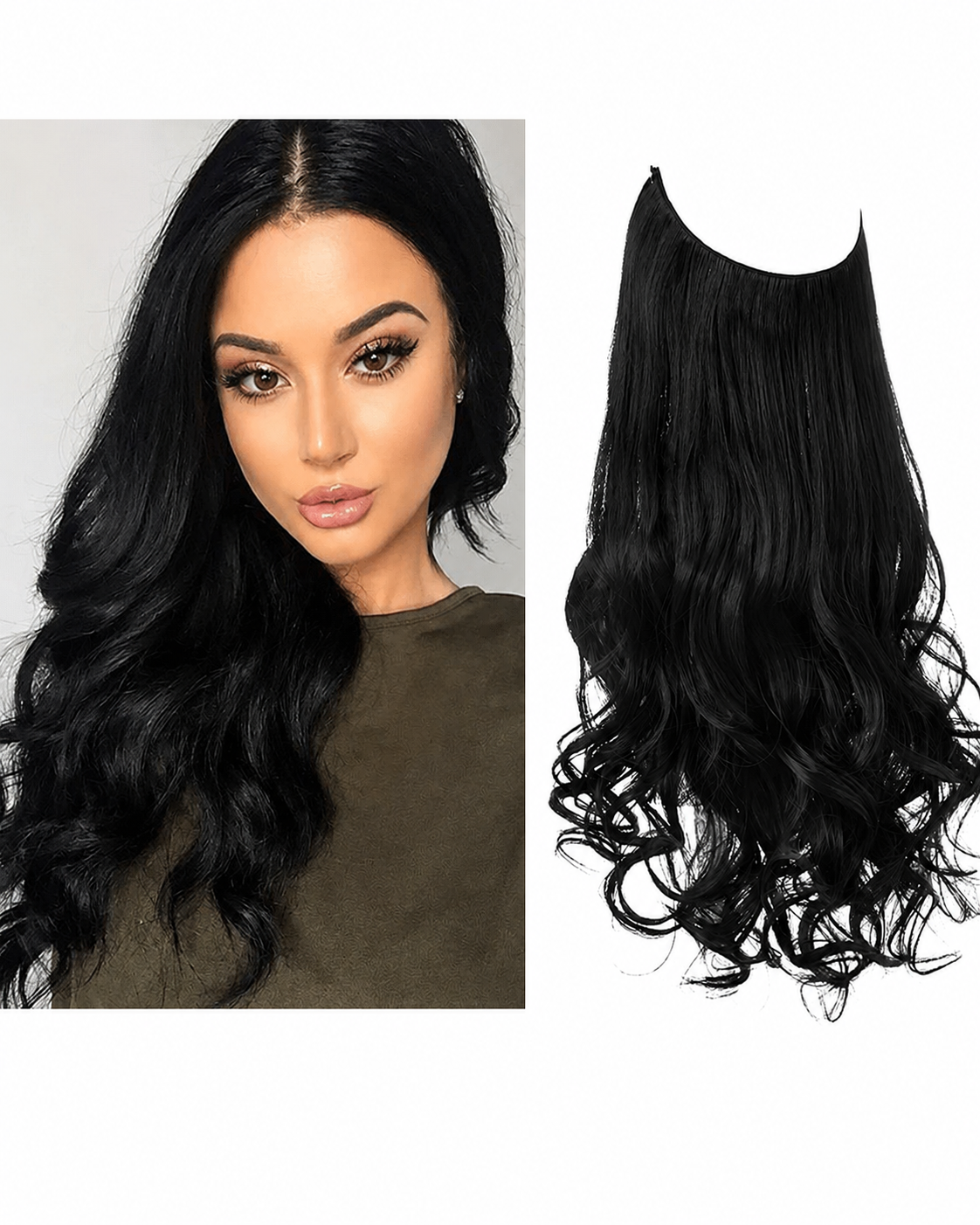 Enkel styling med usynlig hårforlengelse. Naturlig look, fyldigere hår for kvinner.