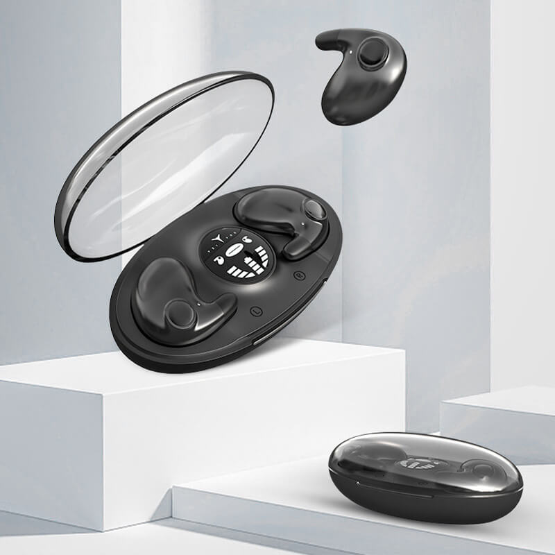 "Usynlige trådløse søvnhodetelefoner, IPX5 vanntett design, optimal komfort, Bluetooth 5.3, tilpasset ørets form."