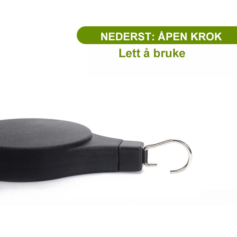 "Uttrekkbar, robust krok for hagekurver og fuglematere, svart farge, justerbar lengde for balkong eller hage."