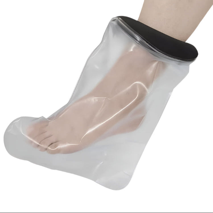 Vanntett badebeskyttelse for ben og føtter. Ideell for dusj og bading med gips, sår eller bandasjer.