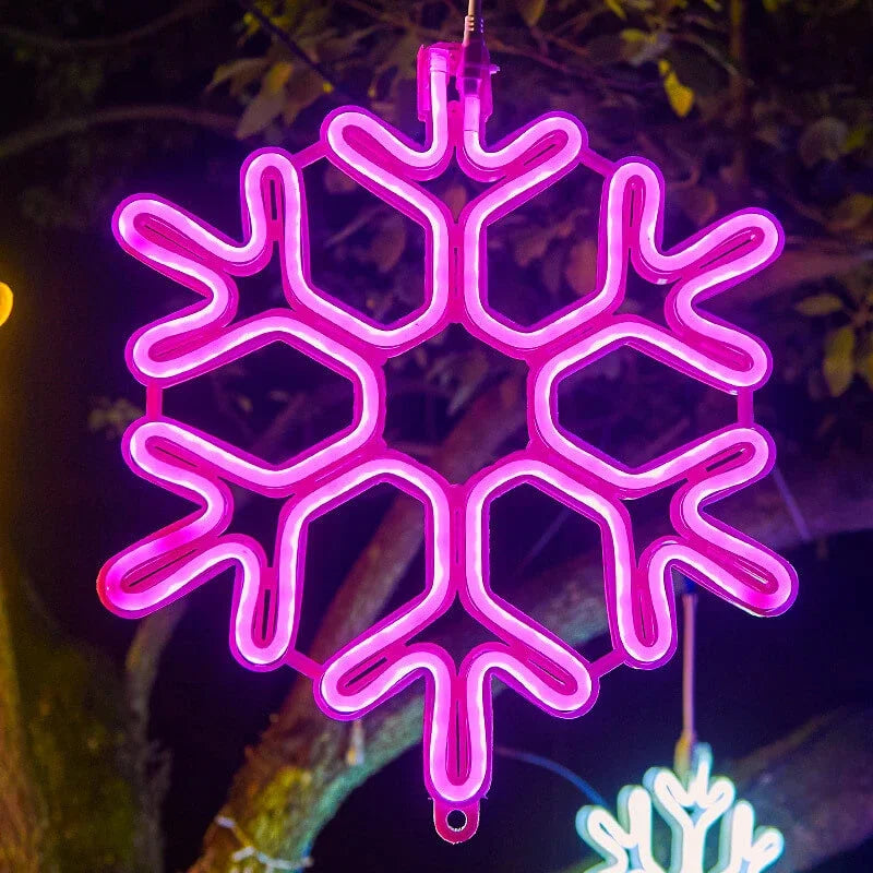Vanntett utendørs LED-snøfnugglys med glødende snøfnugg i fall, IP65, flere farger, perfekt for juledekorasjon.