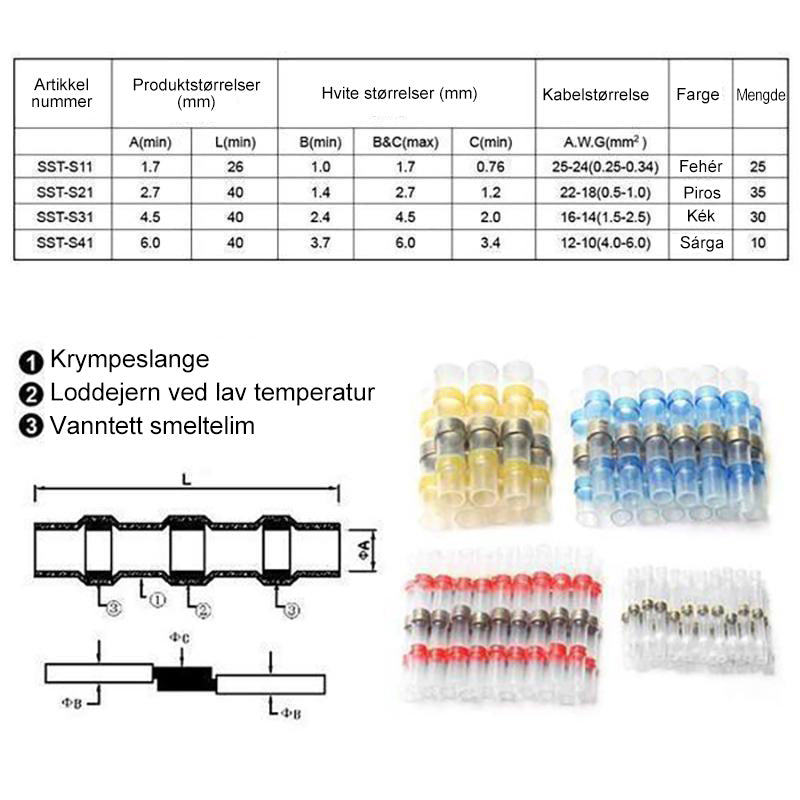 "Vanntette loddetilkoblinger, transparent design, for enkel ledningsreparasjon uten teknisk kunnskap, ideell for DIY prosjekt