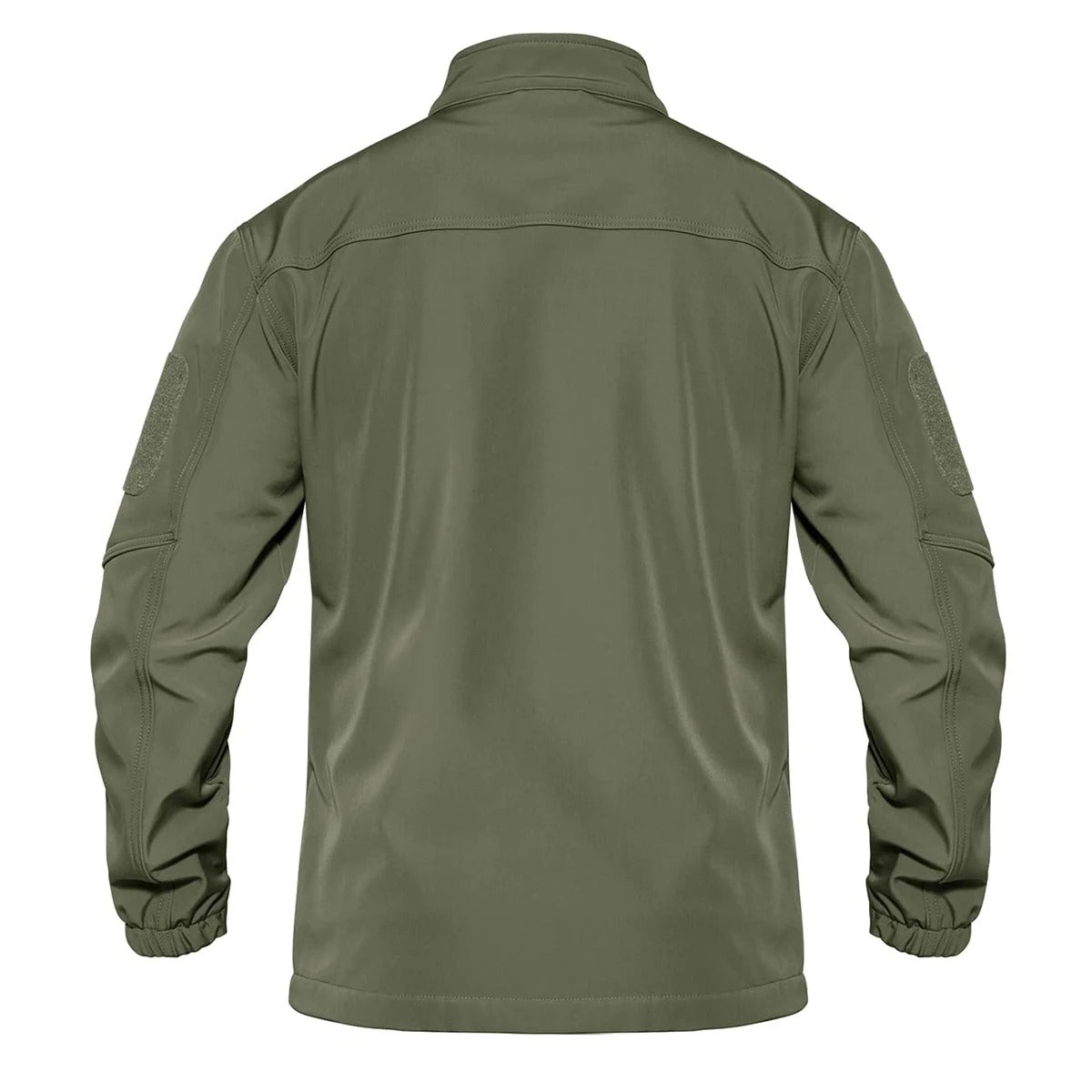 Mørk softshell vinterjakke for menn, med hette, perfekt for tur og utendørs bruk.