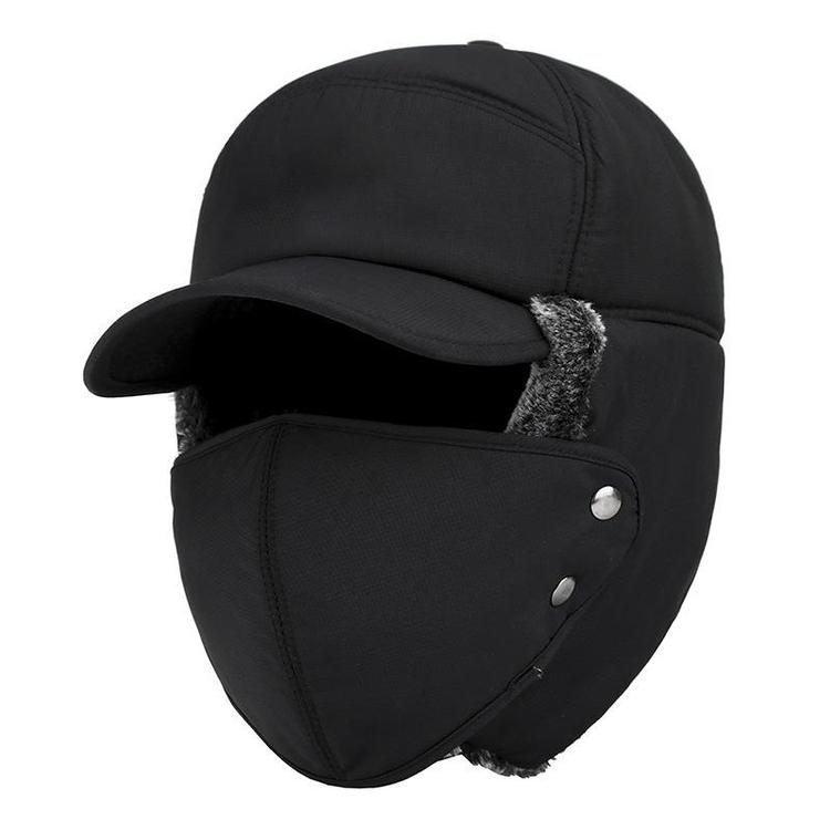 "Vindtett unisex lue for vinter med øre- og ansiktsbeskyttelse, pilothatt design, justerbar for komfort og varme."