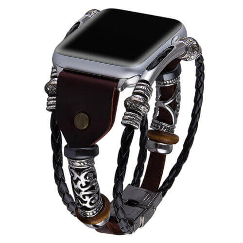 Elegant svart kuskinnreim til herresmartklokke. Vintage armbånd som passer klokker for menn.