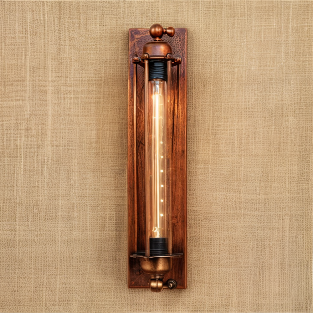 Metallbur vegglampe, industriell og vintage stil, en unik interiørdetalj