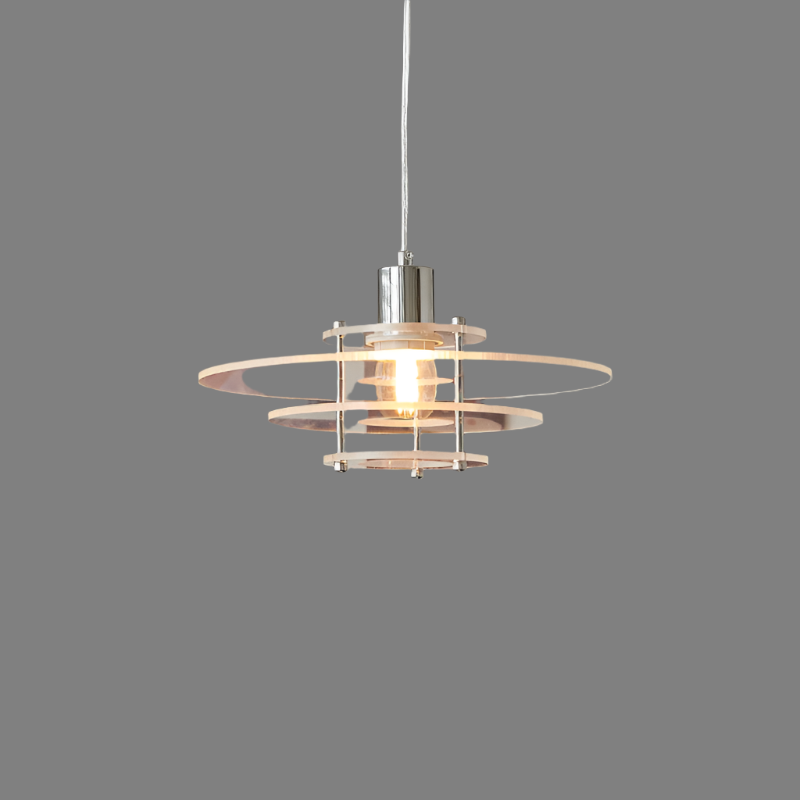 "Vintage UFO lysekrone i klar akryl, moderne design, rund form, for tak, passer E27/LED, gir futuristisk stil"