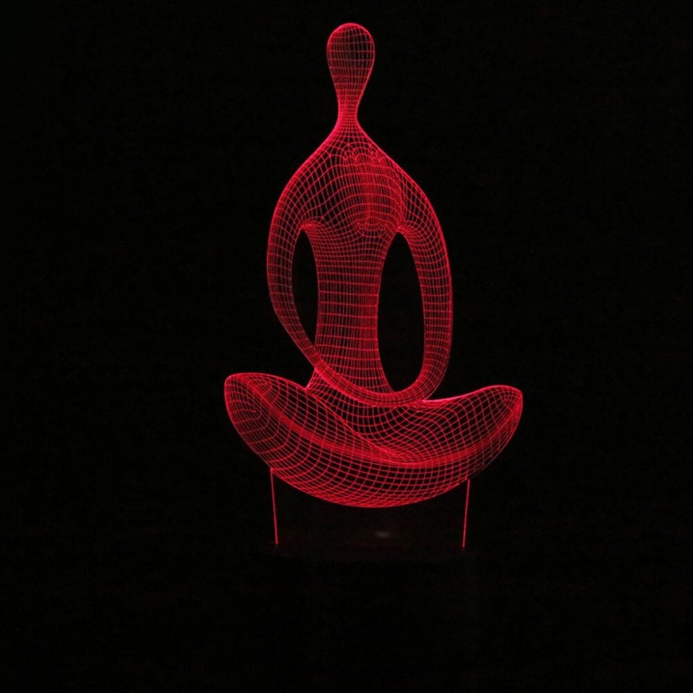 Yogafigur i 3D lyseffekt, ideell for meditasjon og hjemmedekorasjon