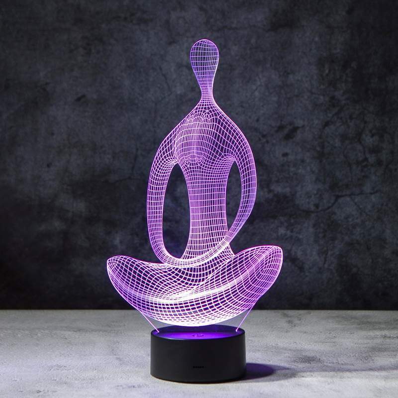 Unik yoga nattlampe som en 3D illusjon, gir et kunstnerisk preg til hjemmet