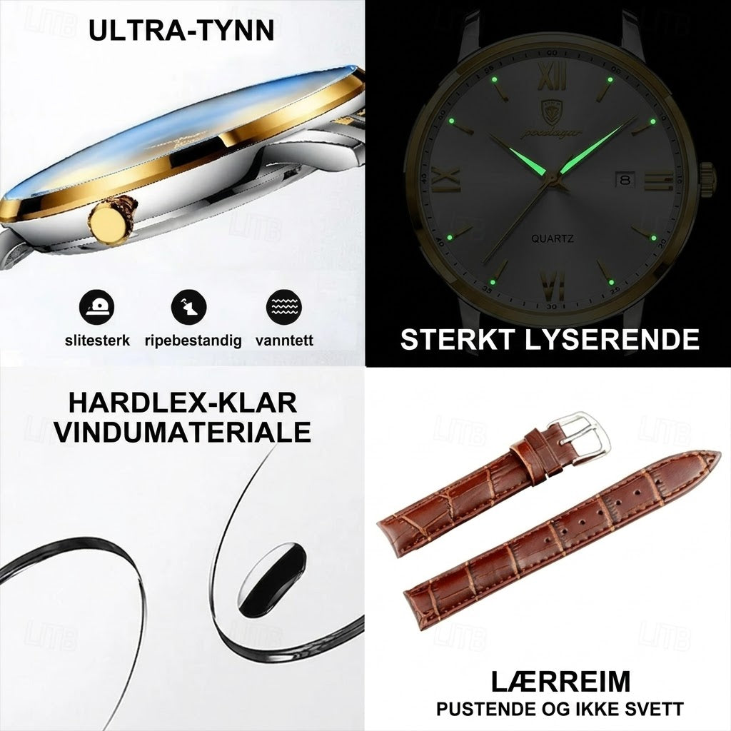 Luksuriøst Armbåndsur for Menn - Elegant Kvartsklokke
