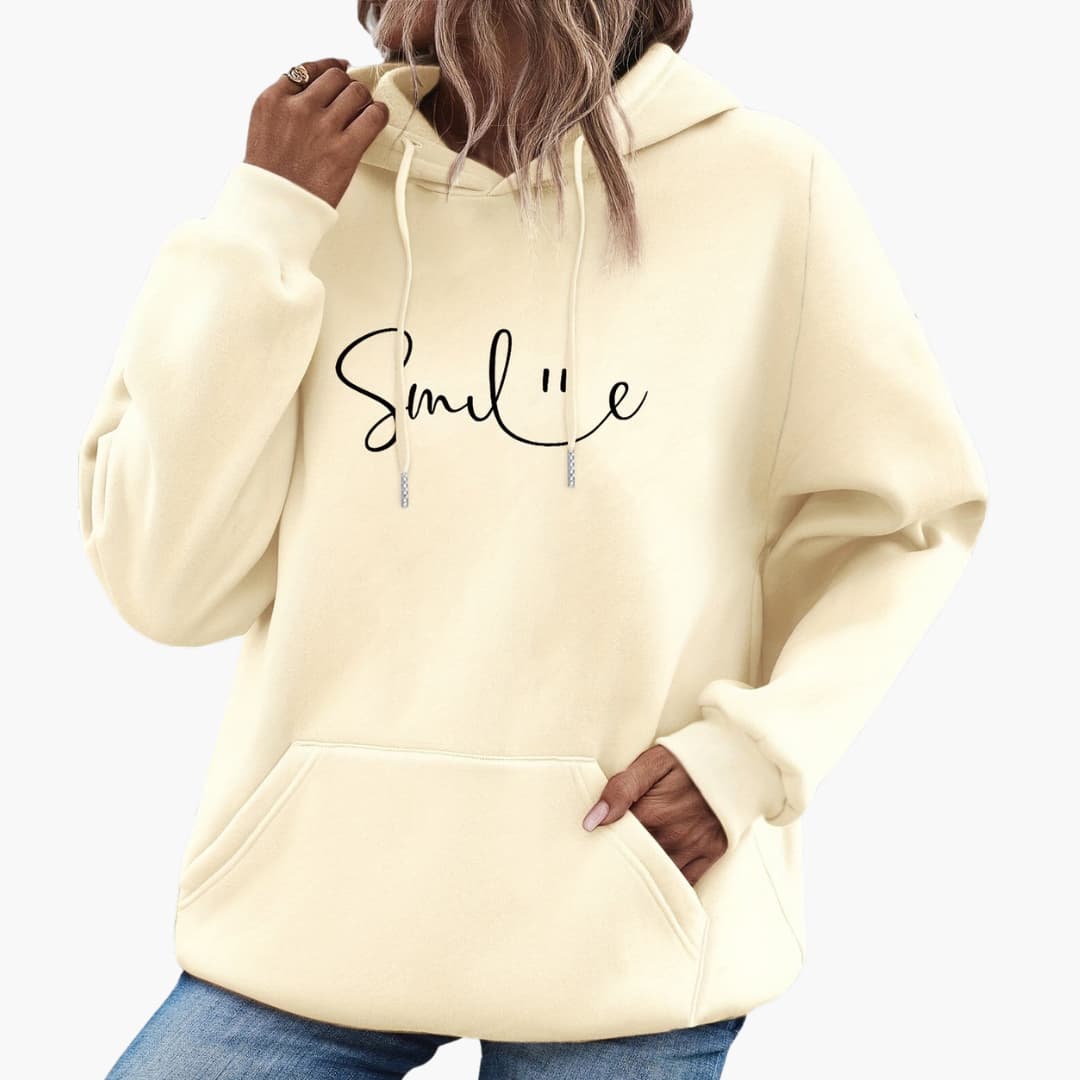 Caroline - Stylish Smile Graphic Hoodie for women