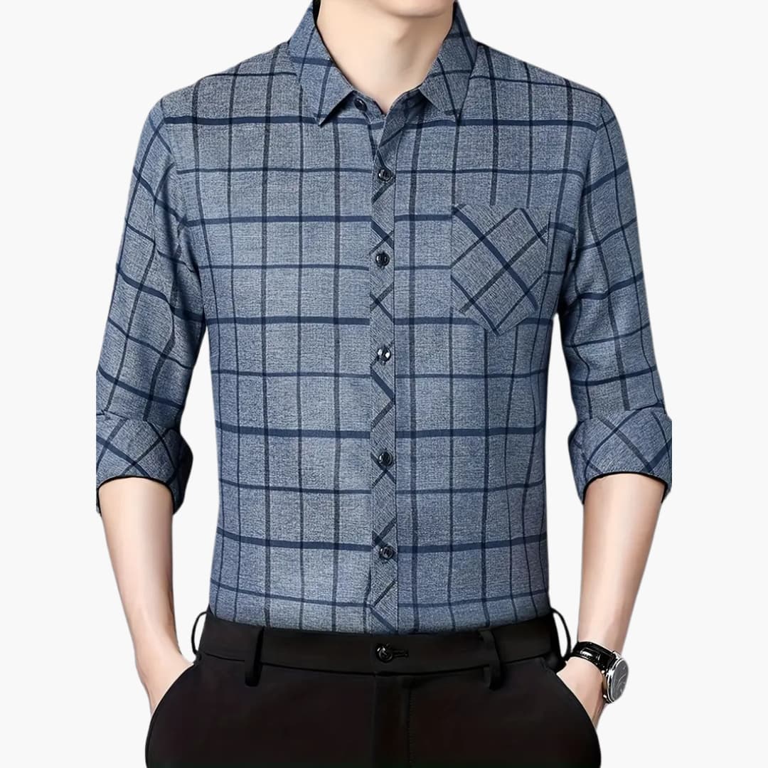 David - Trendy rutete skjorte med revers for menn
