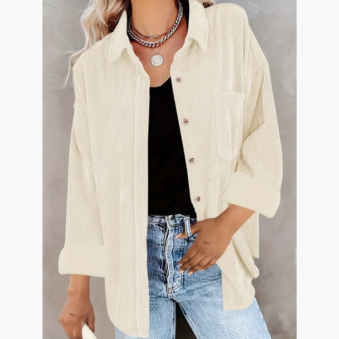 Nadine - Stylish long-sleeved corduroy shirt for women