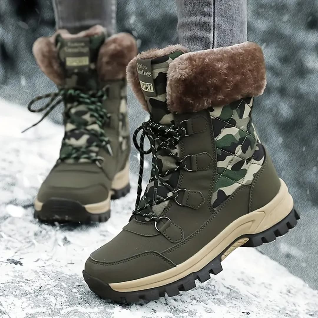 Louisa - Camouflage-colored winter boots for women