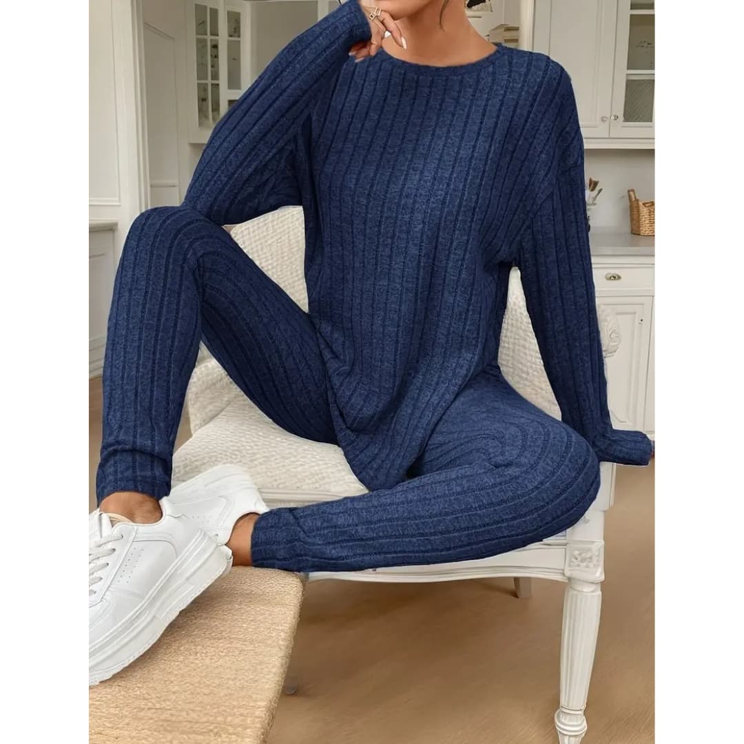 Delphine - 2-piece set in cozy ribbed knit for women