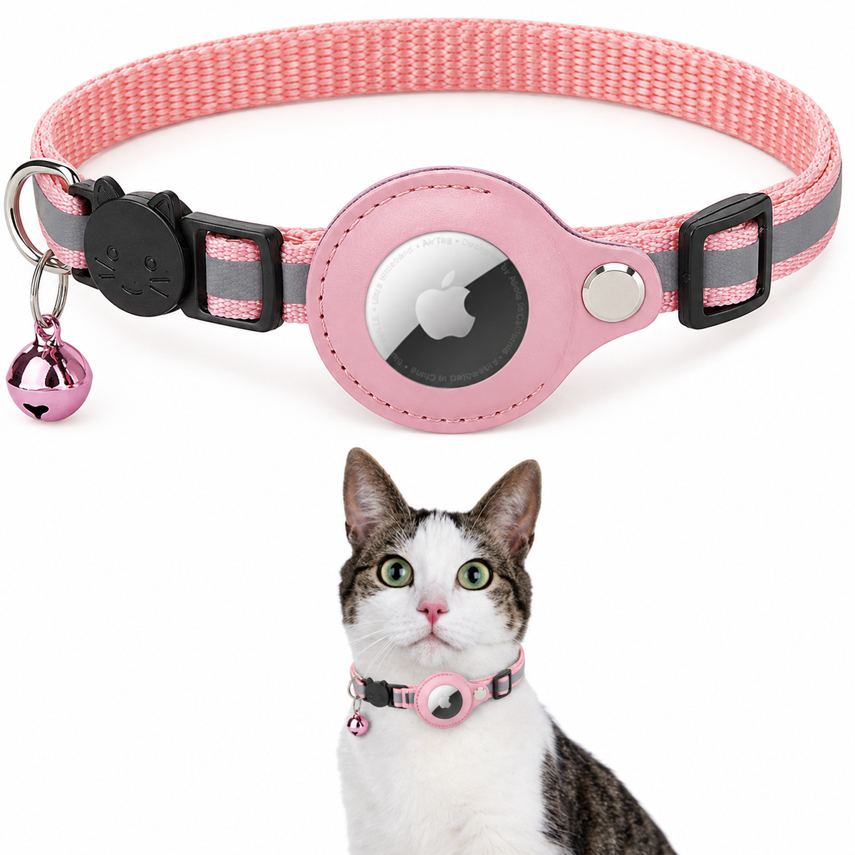 Katt Halsbånd med GPS Sporing og Refleks, Justerbart