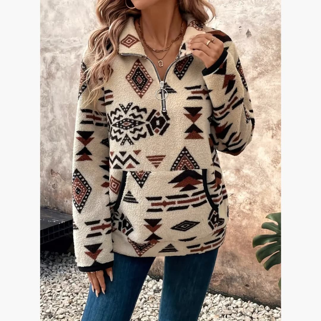 Ella - Stylish sweater with quarter zipper for women