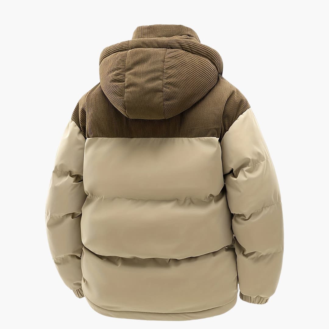 Herre Casual Hettejakke med Puffer og Fargeblokkdesign