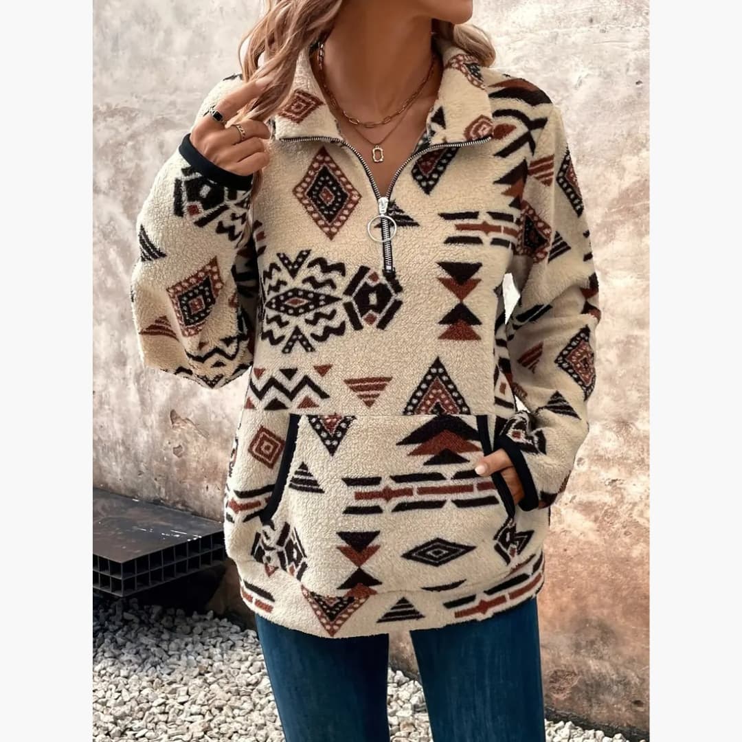 Ella - Stylish sweater with quarter zipper for women