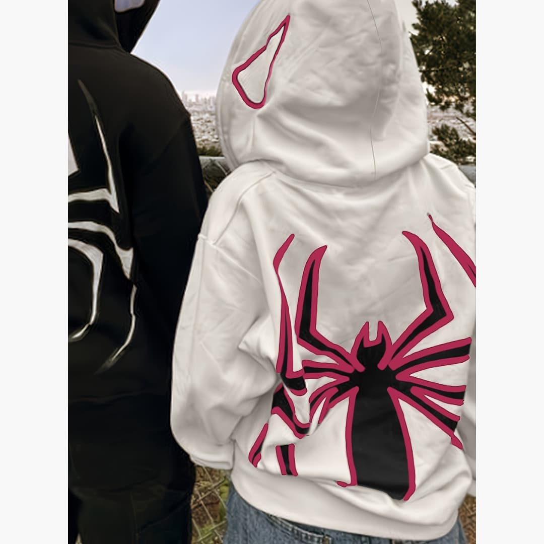 Carmen - Stylish hoodie with spider print for men