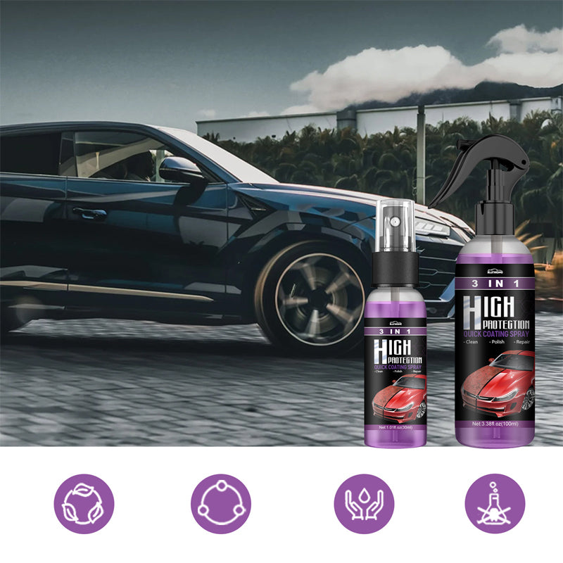 "3 i 1 bilpleiespray, vannfri vask, glansfull finish, 100ml flaske, for bil, båt og motorsykkelpleie"