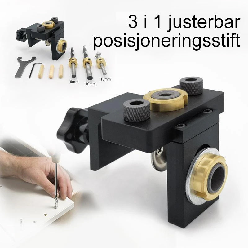 "3 i 1 justerbar borelokator for presis trebearbeiding med slitesterk aluminiumslegering, ideell for DIY og fagfolk."