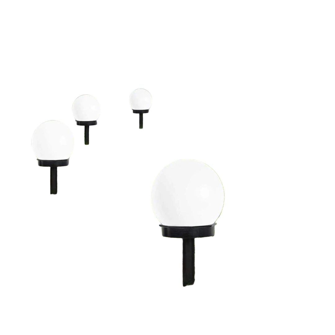 3-pak Hagebelysning LED Solar Globe. Vanntett solcellelampe for moderne utendørs belysning og hagedekor.