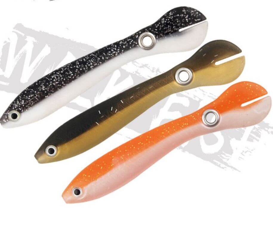 Essensielt fiskeutstyr: 3 myke bioniske fiskesluker i pakke.
