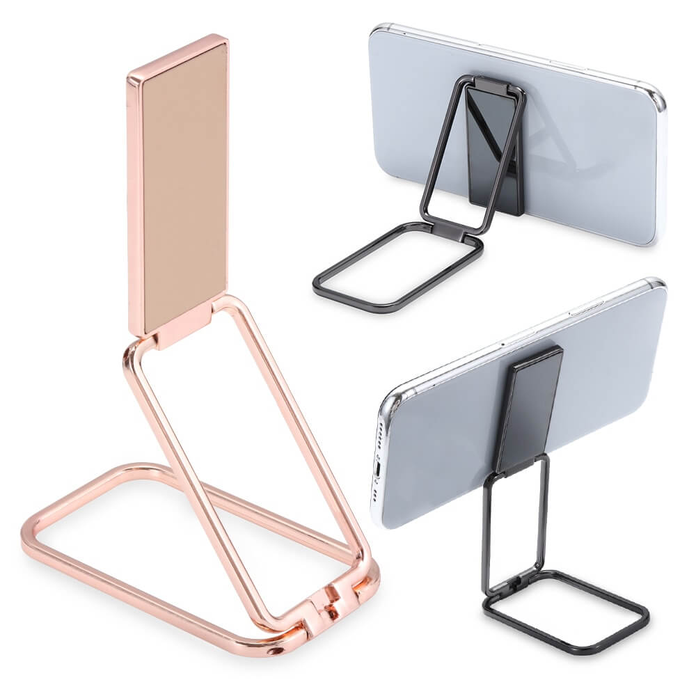 Elegant mobilringholder i sort metall. Roterende design for optimalt grep og håndfritt stativ.