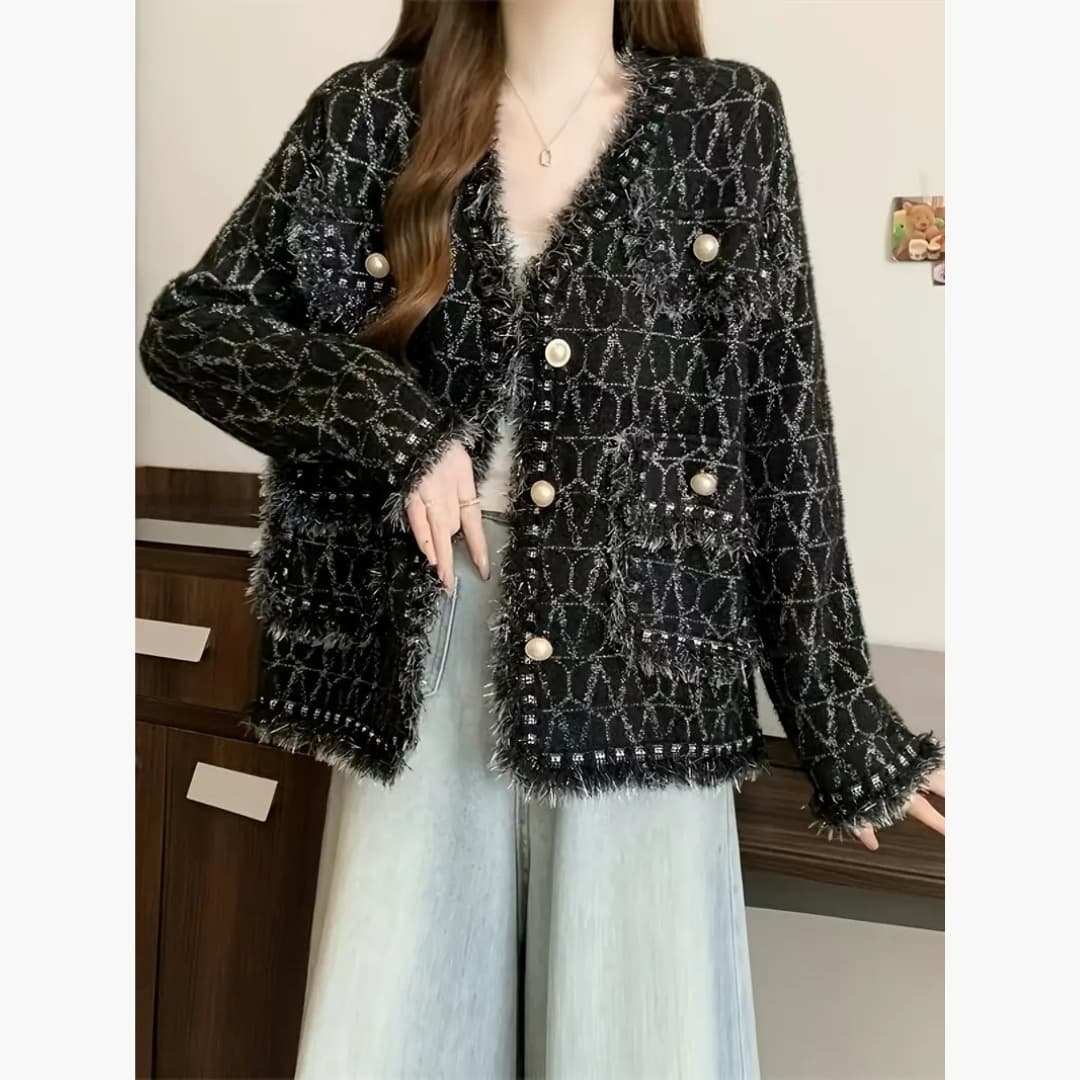 Valerie - Chic cardigan in mink velvet for women