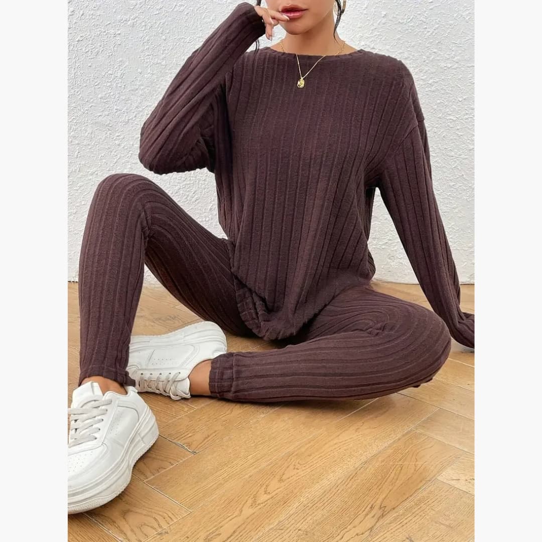 Delphine - 2-piece set in cozy ribbed knit for women