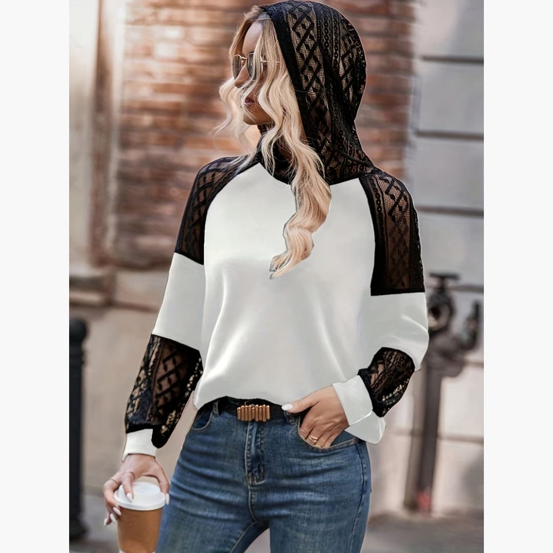 Dianne - Stylish hoodie with lace for women