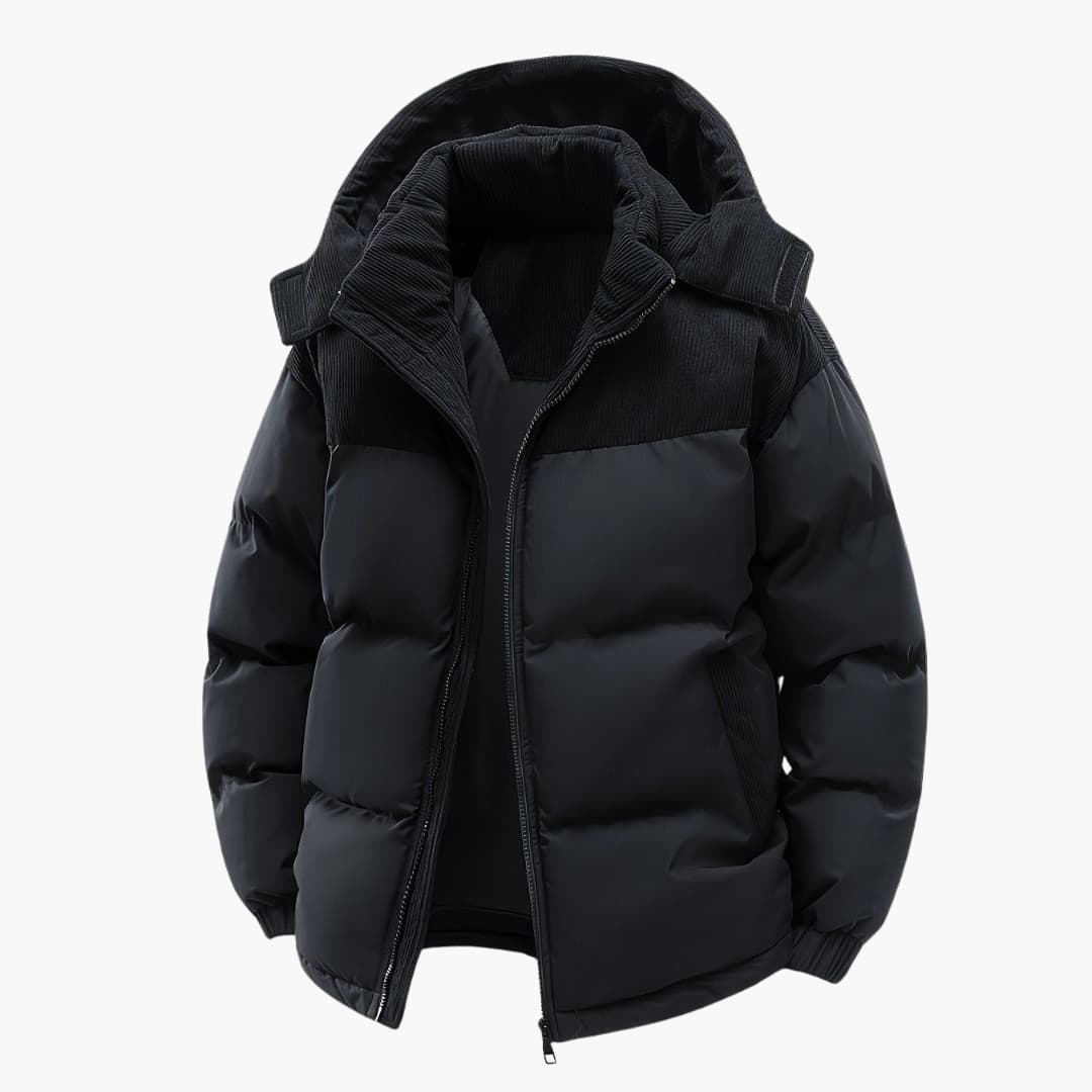 Herre Casual Hettejakke med Puffer og Fargeblokkdesign