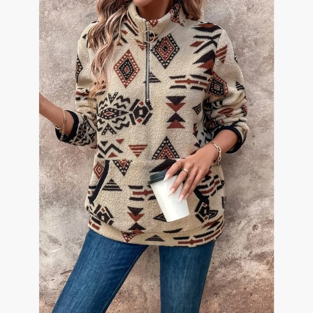 Ella - Stylish sweater with quarter zipper for women