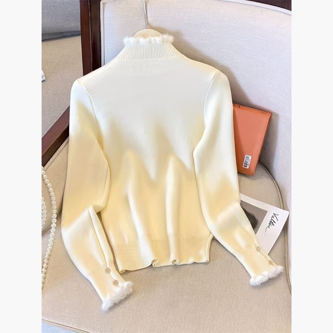 Flavia - Elegant sweater with ruffle edge for women