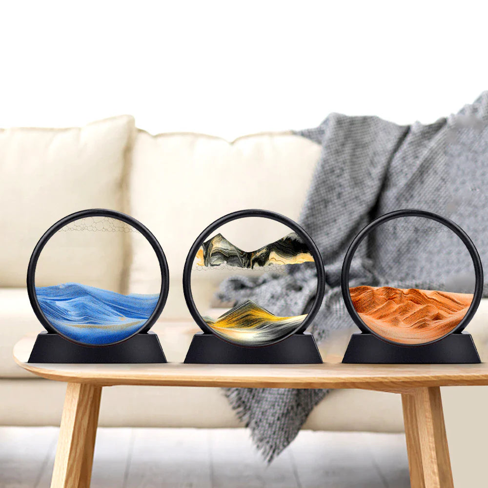 Gaveidé: Dekorativt 3D bevegelig sand timeglass for stressmestring og unik innredning