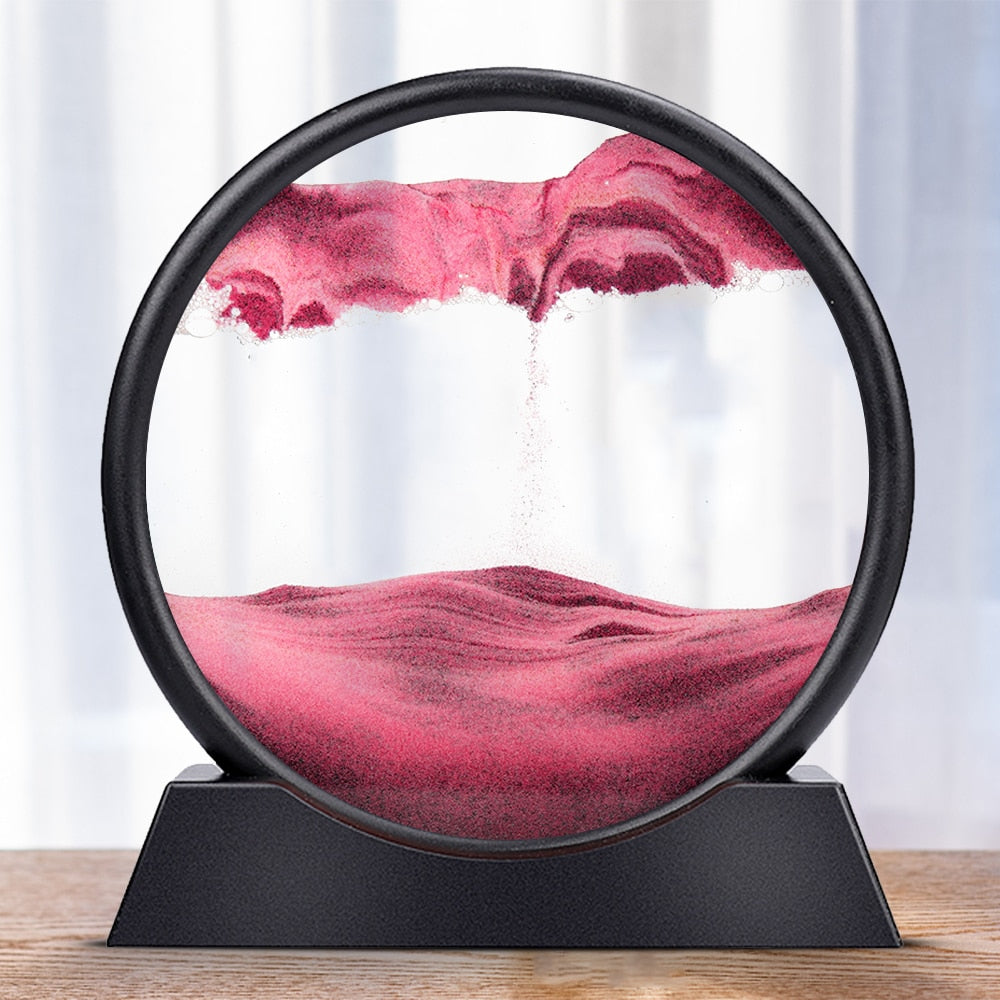 Avslappende 3D sandkunst timeglass, visuelt beroligende for meditasjon og fokus