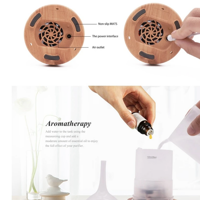 Dekorativ aroma diffusor i 3D glassdesign med integrerte fargeskiftende LED-lys for stemning.