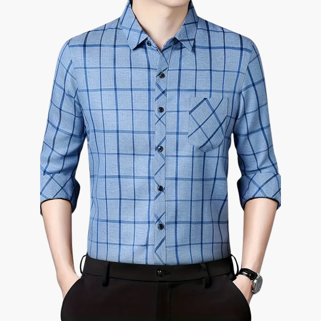 David - Trendy rutete skjorte med revers for menn