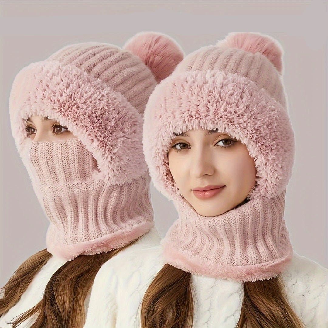 Sherpa Fleece Balaclava Windproof Adjustable Ski Mask with Neck Warmer