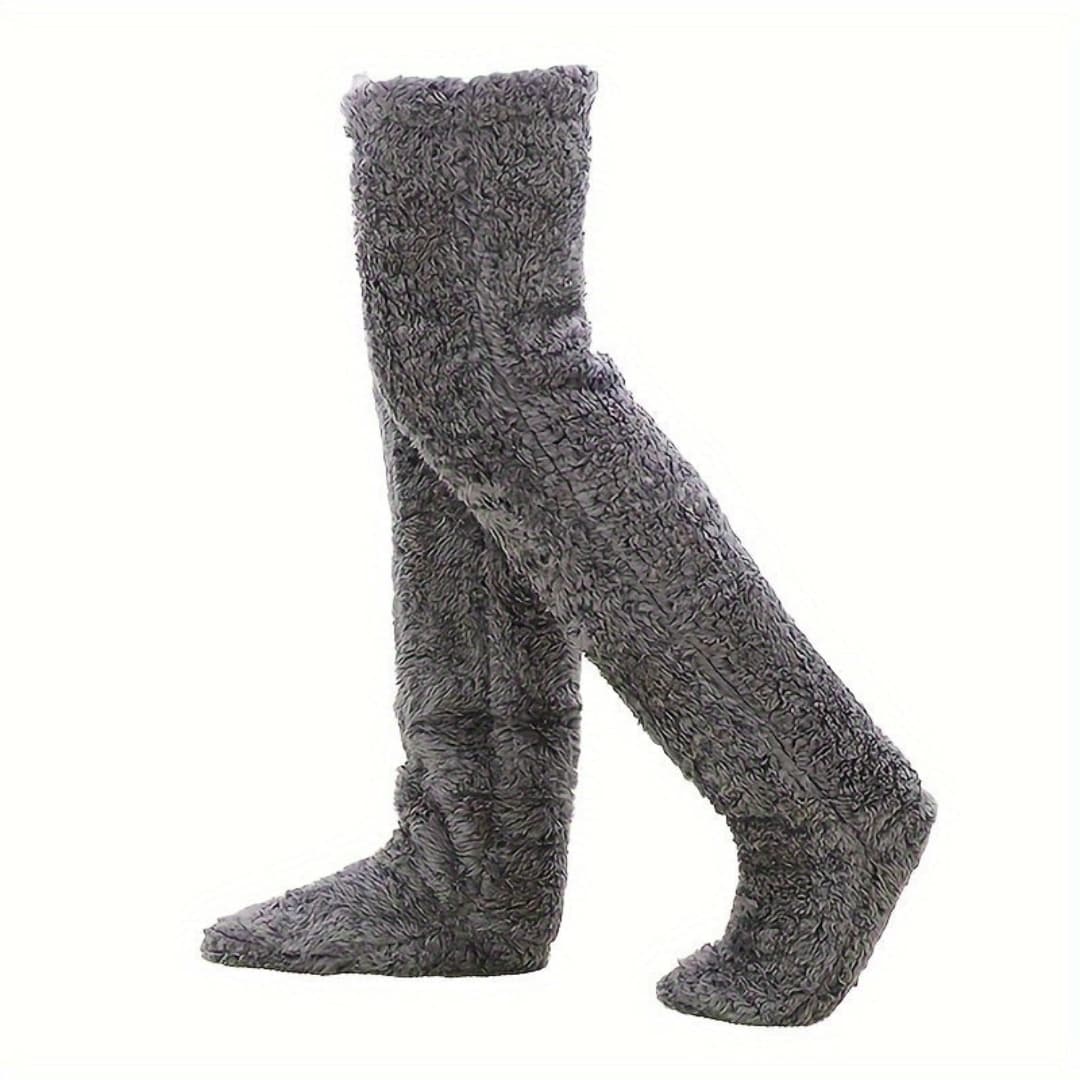 Firm Fuzzy Thigh High Socks Warm Over-the-Knee Stockings for Women